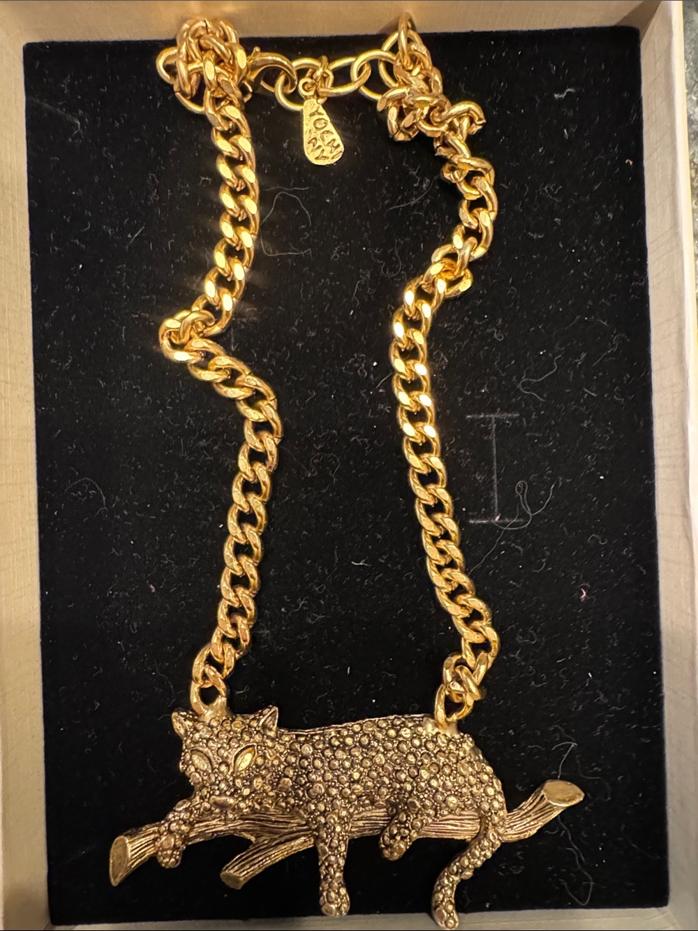 Yochi Gold Leopard Pendant Necklace - 22K Finish